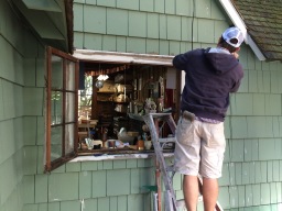 Ariel Biggerstaff prepping and opening our old windows!
